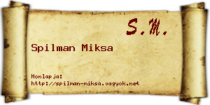 Spilman Miksa névjegykártya
